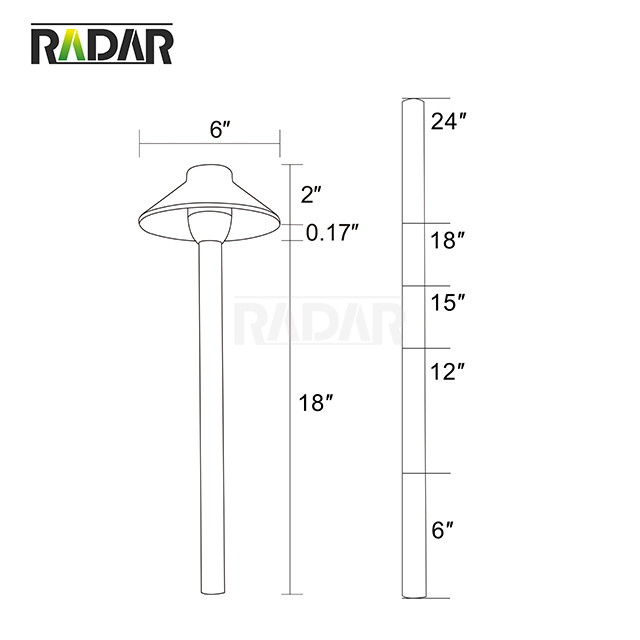 RPL-6901-ABK Lampe d'allée résidentielle en aluminium robuste